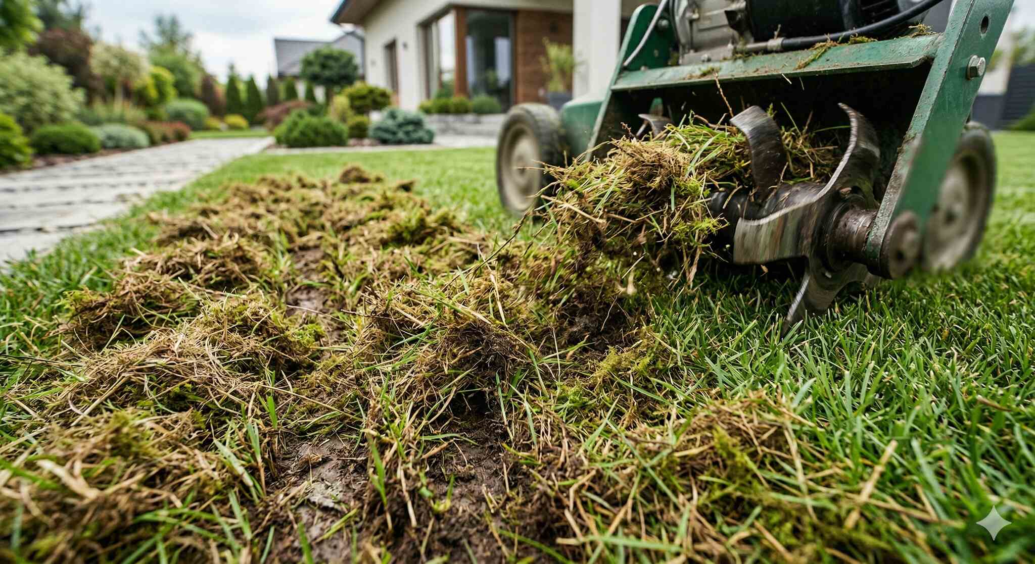 Usuwanie filcu i mchu podczas wertykulacji trawnika