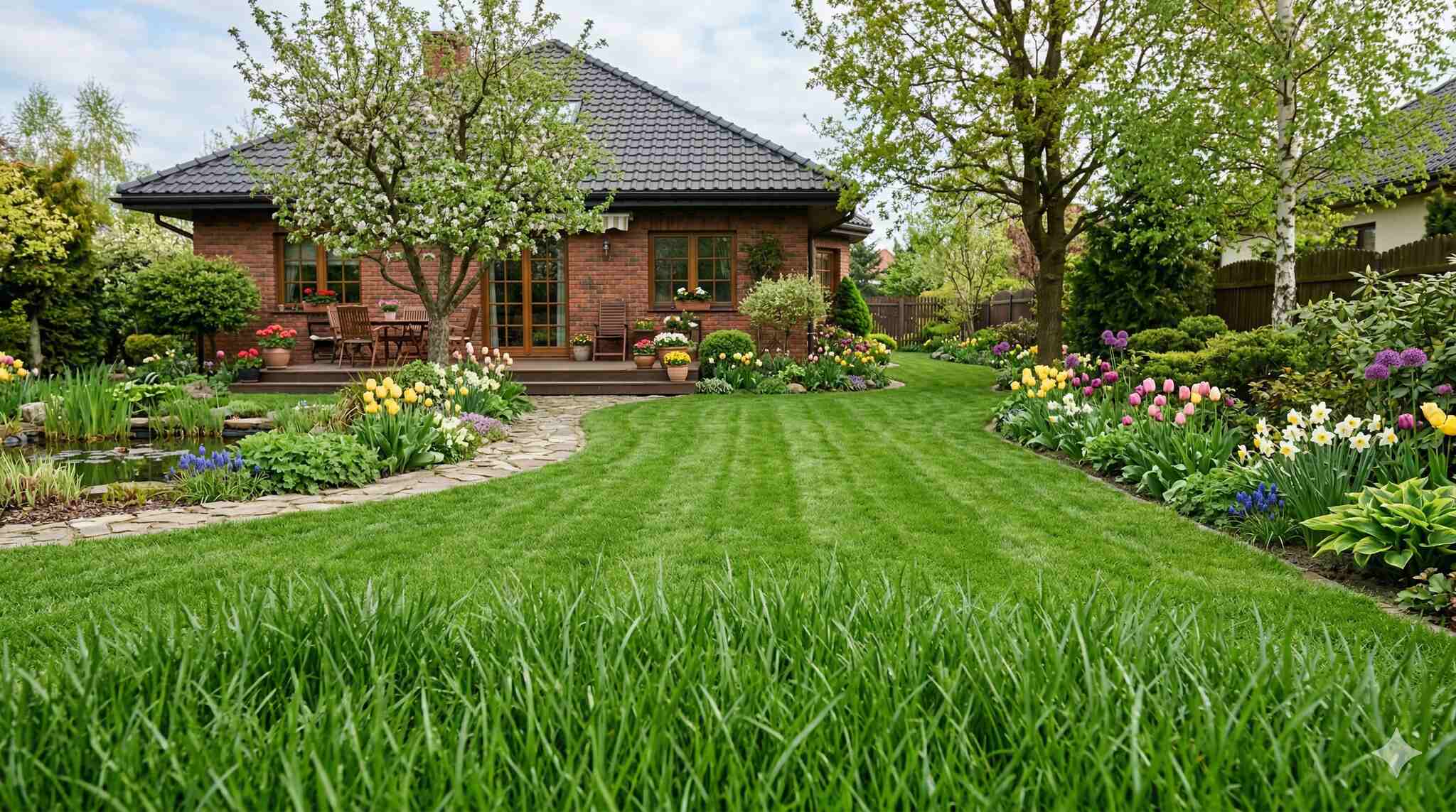 Zregenerowany trawnik kilka tygodni po wertykulacji