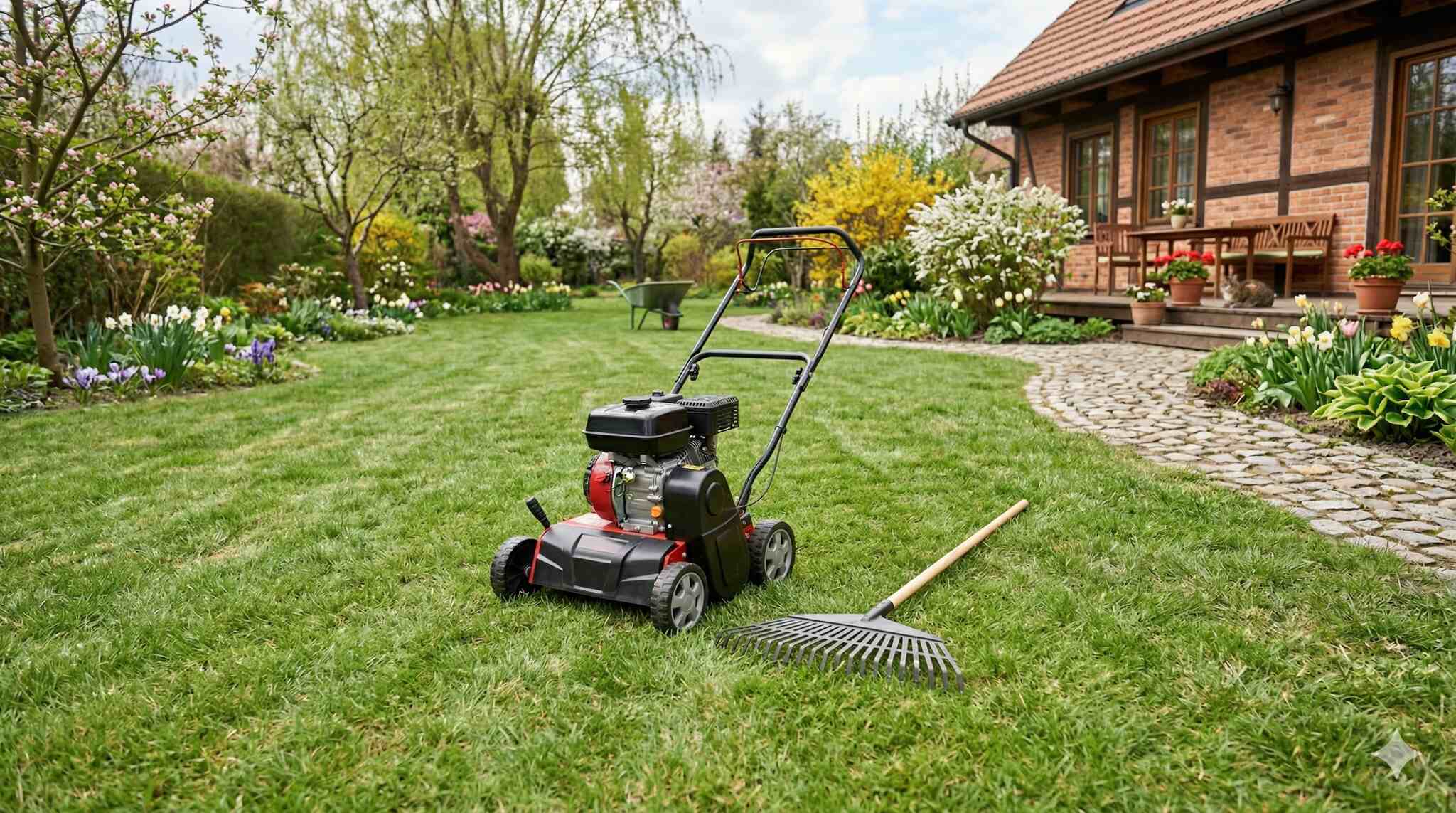 Przygotowanie trawnika do wertykulacji po pierwszym koszeniu